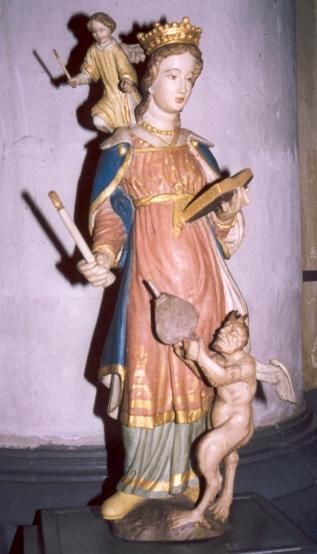 De duivel probeert de kaars van Sainte Geneviève te doven, maar die begint telkens opnieuw te branden.