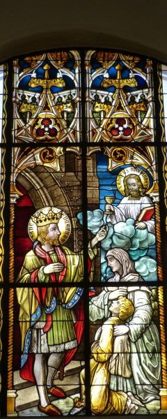 Koning Edward geeft de ring aan Johannes de Evangelist.