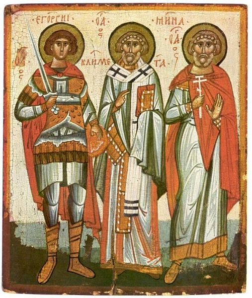 Links Georgius, midden Clemens, rechts Menas.