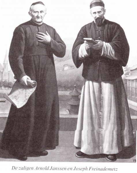Pater Arnold Janssen (li) en pater Josef Freinademetz (re: + 1908; feest 28 januari)