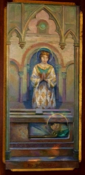 Bathildis bidt op het graf van Sint Eligius te Noyon.