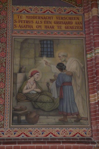 Petrus geneest in de gevangenis Agatha's wonden.