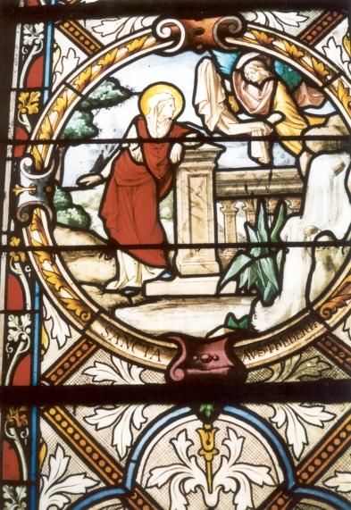 Sint Austreberta ontvangt van een engel de maagdensluier.