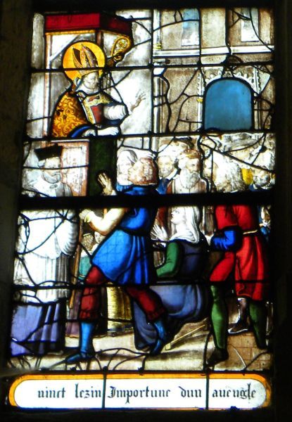 Een blindgeborene verstoort de preek van Sint Lucinius/Lézin