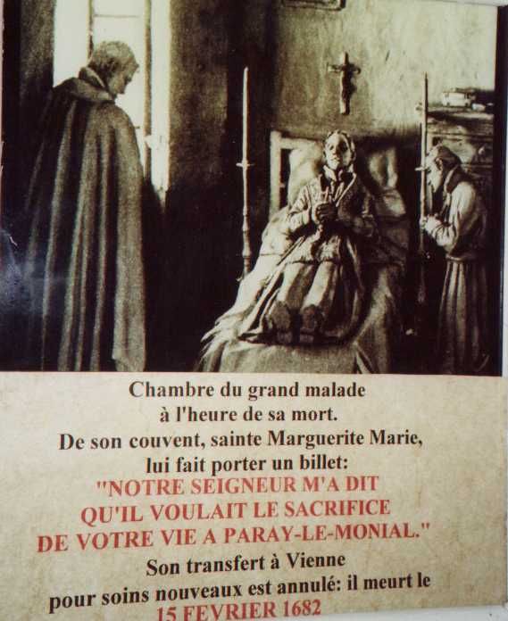 Lichtplaat. Frankrijk, Bourgondië, Paray-le-Monial, herinneringskapel. Dood Claude.
