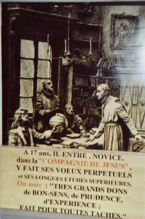 Lichtplaat. Frankrijk, Bourgondië,Paray-le-Monial, herinneringskapel. Claude treedt in bij de jezuïeten.