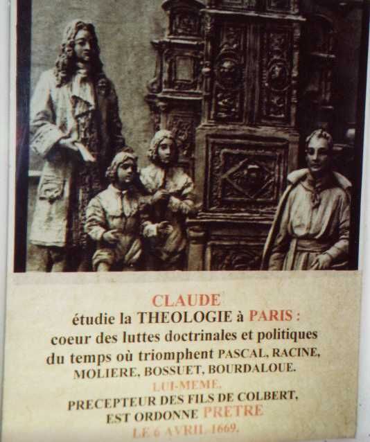 Lichtplaat. Frankrijk, Bourgondië, Paray-le-Monial, herinneringskapel. Claude studeert theologie in Parijs.