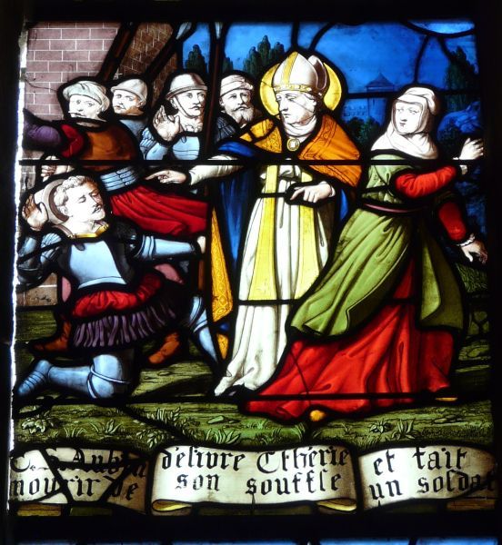 Sint Albinus verlost Etheria uit gevangenschap en doodt een soldaat met zijn adem.