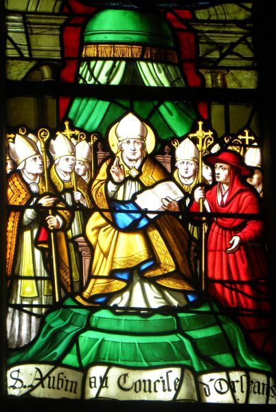 Sint Albinus op het concilie van Orléans.