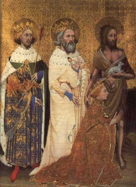 links: Edmund martelaar. midden: Edward met ring. rechts: Johannes de Doper.