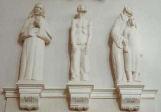 links: Julitta Ritz, midden: Marcel Callo, rechts: Antonia Werr