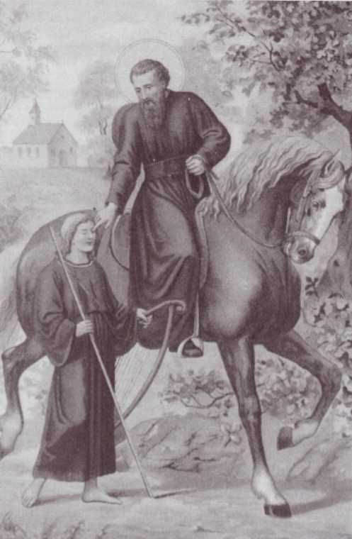 Ludger en Bernlef, zoals afgebeeld in J.A.F. Kronenburg: 'Neerlands Heiligen in vroeger eeuwen, IV.'.