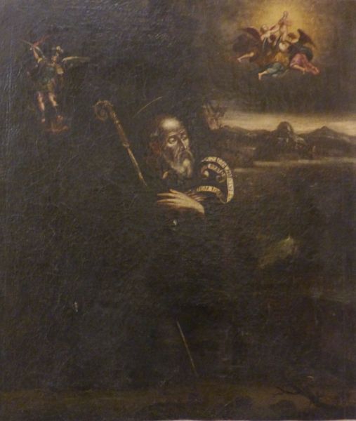 San Cono links in de bovenhoek: de patroon van de toenmalige kerk Sint Michaël rechts in de bovenhoek de ten hemleopneming van Sint Cono