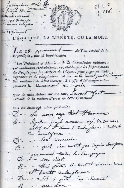 Proces-Verbal van de ondervraging met Joseph Moreau.