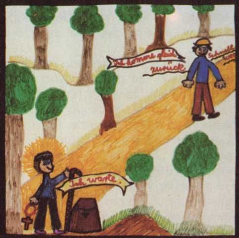 Huitsland. [in: Lotte E. sturm:'Der Fetzer. Geschichten von Heiligen, Helden und Halunken vom Niederrhein'. Sagenhafte Vergangenheit Bd 2; Aachen, Alano, 1985 ISBN 3-924007-11-X]. Een man vraagt Hildegonda (alias Jozef) even op zijn zak te passen.