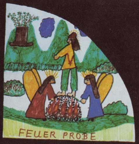Huitsland. [in: Lotte E. sturm:'Der Fetzer. Geschichten von Heiligen, Helden und Halunken vom Niederrhein'. Sagenhafte Vergangenheit Bd 2; Aachen, Alano, 1985 ISBN 3-924007-11-X]. Hildegonda (alias Jozef) ondergaat de vuurproef zonder een centje pijn.
