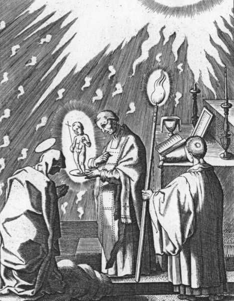 Na veertig dagen vasten ziet zij op Hemelvaartsdag Christus als jongetje aanwezigin de eucharistie die zij ontvangt.
