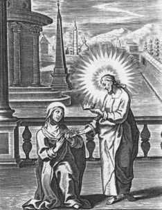 Christus neemt Catharina tot zijn bruid en toont haar met zijn doornenkroon.