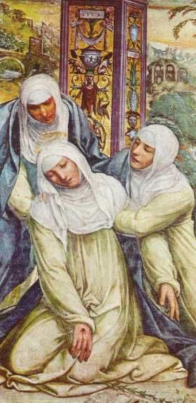 Devotieprentje. Italië. Catharina ontvangt de stigmata.
