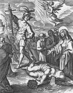 Catharina bidt met succes voor het zieleheil van de booswicht Nicolaus van Peruggia.