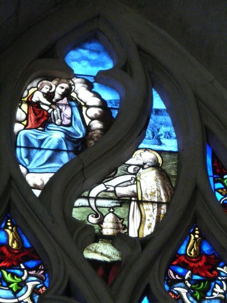 Paus Pius ontvangt van het Jezuskind de rozenkrans en biedt de gelofte aan dat de Kerk dit gebed in ere zal houden.