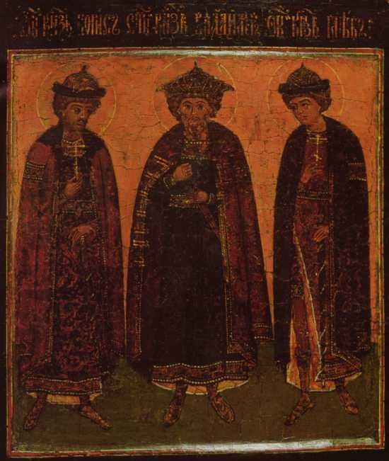 Russiche [Moscou] school. Links: Boris, midden: Gleb, rechts: Vladimir.