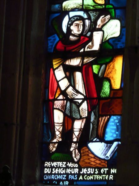 Bekering van Augustinus. Tekst: 'Bekleedt u met de Heer Jezus Christus en zoek niet te behagen aan het vlees...'.