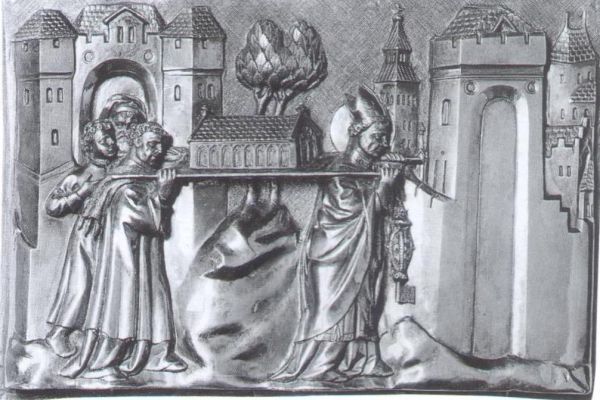 Servatius brengt de relieken van de heiligen van Tongeren over naar Maastricht.
