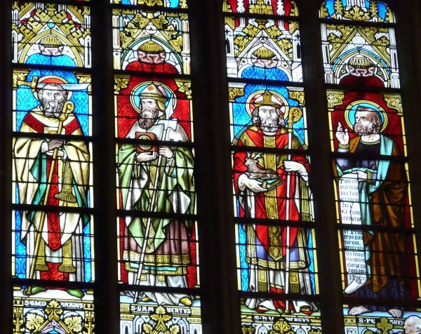 v.l.n.r. Theodardus, Lambertus, Hubertus en Petrus (primus inter pares).
