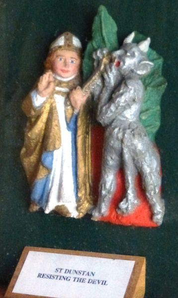 Sint Dunstan weerstaat de bekoring van de duivel (waardoor hij op Christus gelijkt!)