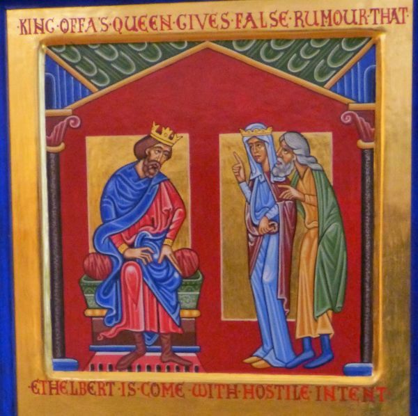 Fluistercampagne tegen Ethelbert aan het hof van Koning Offa te Mercia