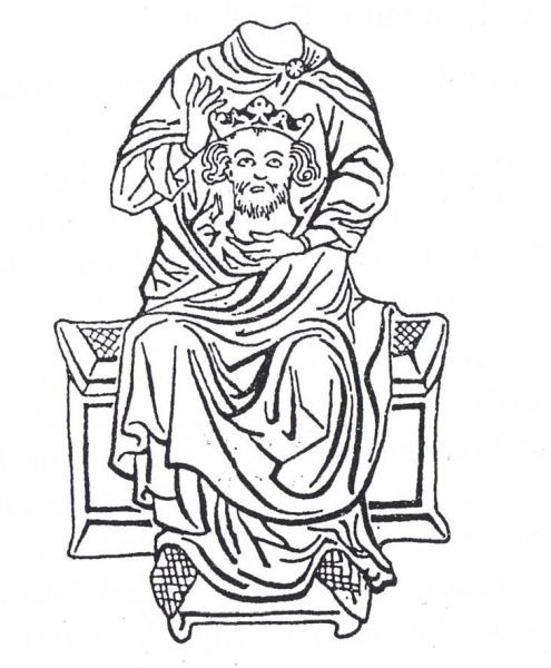Ethelbert als kefalofoor (heilige met hoofd in handen)