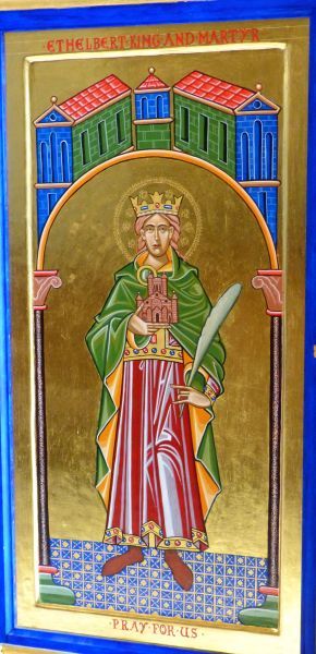 Ethelbert met martelaarspalm en kerkmodel