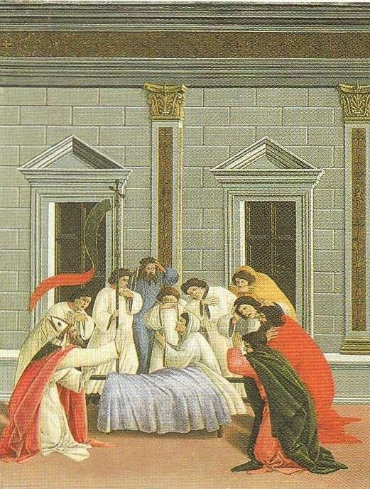 Hetzelfde gebeurde, toen hij met enkele priesters een kerk bezocht. Een lijkstoet kwam hun tegemoet: er werd een jongen ten grave gedragen. Degenen die achter de baar aanliepen smeekten de bisschop de jongen ten leven te wekken. Ze drongen zo aan dat hij niet kon weigeren…