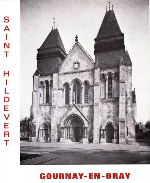 De toenmalige collegiale kerk (thans parochiekerk) van Saint Hildevert,