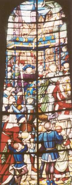 Jeanne bij de intocht van Karel VII in Reims, na de kroning.