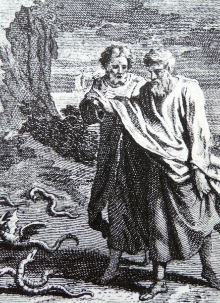 Caprasius en Honoratus verjagen slangen en ongedierte van het eiland Lérins. in: Prache, 1988 p:15.