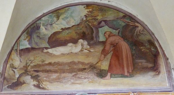 Hermeus sterft. Italië, Rome, Sant' Onofrio, kloostergang,