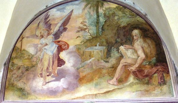Onufrius betrekt de cel van Hermeus. Dertig jaar lang wordt hij door een engel gevoed.