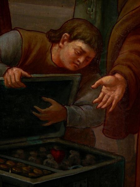 Een andere keer moest hij eens een lijkrede houden bij de begrafenis van een man die door geld- en schraapzucht steenrijk was geworden. De evangelietekst was: "Waar je schat is, daar zal ook je hart zijn (Matteus 6,21)." Antonius riep uit: "Ga maar naar het huis van deze man, en doorzoek zijn schatten. Ik geef je de verzekering dat je er zijn hart zult aantreffen." Inderdaad doorzocht men al de schatten van die rijke man en men stootte op een echt mensenhart van vlees en bloed; het klopte nog...