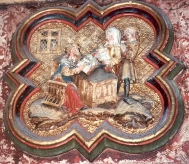 Zacharias schrijft Johannes' naam op een schrijftafeltje (Lukas 1, 63).