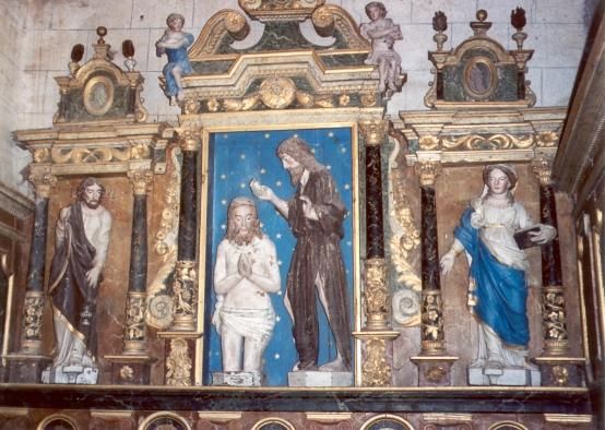 Links en rechts Johannes' ouders Zacharias en Elisabeth.