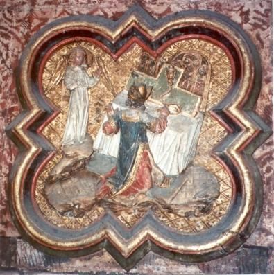 Een engel naast het altaar kondigt Zacharias de geboorte aan van een zoon (Lukas 1, 11-20).