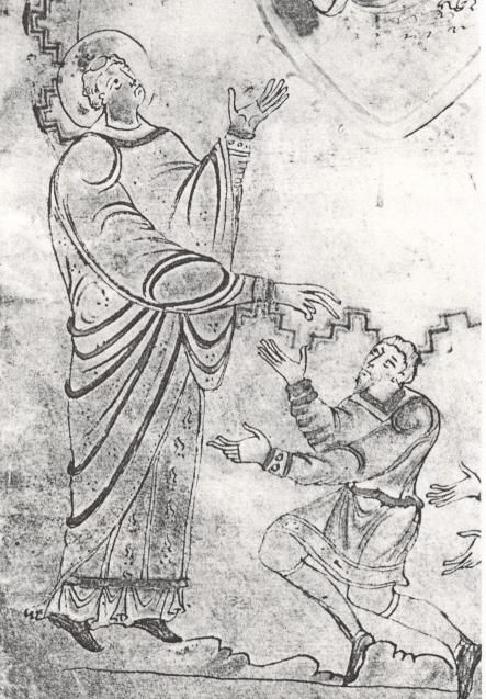 Sint Adalbert van Egmond en graaf Dirk II van Holland.