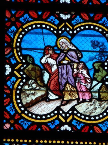Pazanne (Perseveranda) met haar gezellinnen Macrina en Columba (hier als jongere meisjes afgebeeld).