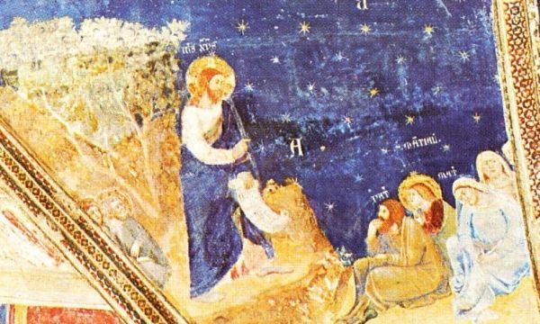 Martialis (met heiligenkransje) alsleerling van Jezus zelf.