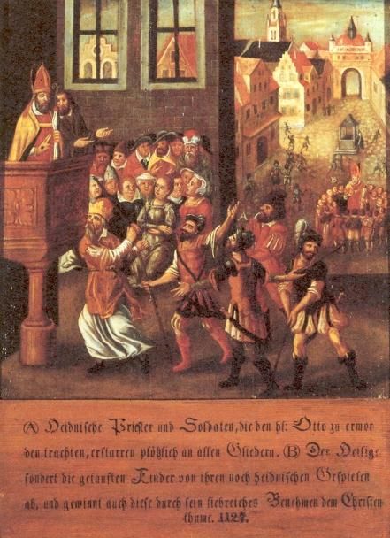 Heidense priesters en soldaten dringen op Otto aan om hem te vermoorden, maar plotseling blijven ze allemaal in verstarring stokstijf staan. Otto zelf brengt scheiding aan tussen de christenkinderen en hun heidense speelkameraadjes. Ook deze weet hij te winnen voor Christus.