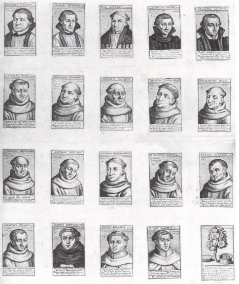 Twintig gravures met prortretten van de martelaren van Gorcum.