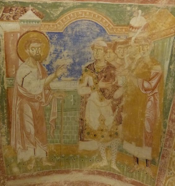 Hermagoras (midden) door de bewoners van Aquileia bij Markus (links) voorgedragen als bisschop.