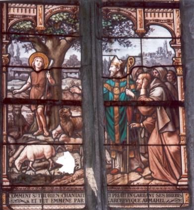 Hoe Sint Thurien bij het hoeden van de schapen zong en bad en meegenomen werd door bisschop Armail.
